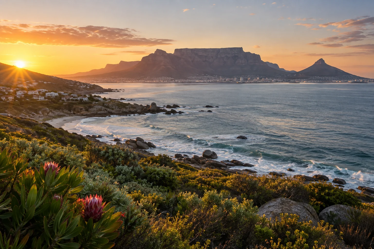 Table Mountain beyond the Cape Town coast